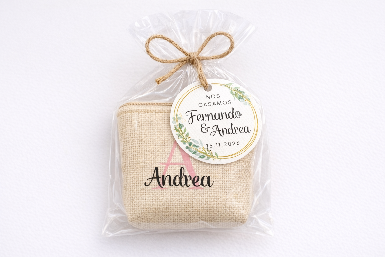 Monedero de yute personalizado con inicial Monedero de yute personalizado con inicial - Imagen 1