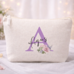 Neceser personalizado con inicial y flores