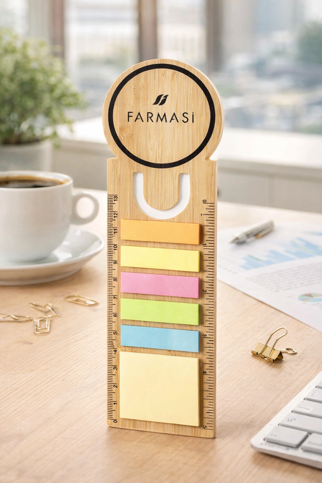 ChatGPT Image 11 feb 2026, 20_00_04 Regla Marcapáginas de Bambú con Notas Adhesivas, personalizada con logo - Imagen 1
