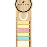 Regla Marcapáginas de Bambú con Notas Adhesivas, personalizada con logo