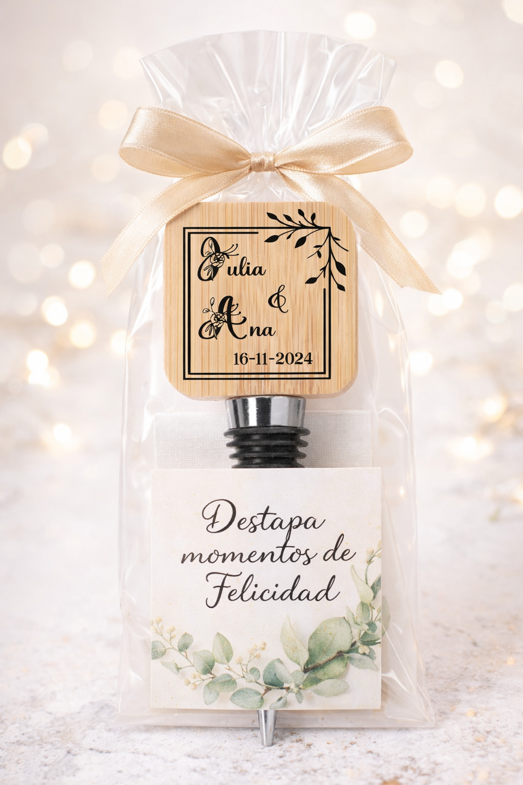 e8b2f178-9177-45e8-9a22-638f74d0d48d Tapón /Abridor bambú Modelo Pomni - Imagen 1