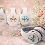 Cascos inalámbricos personalizados con nombre e inicial