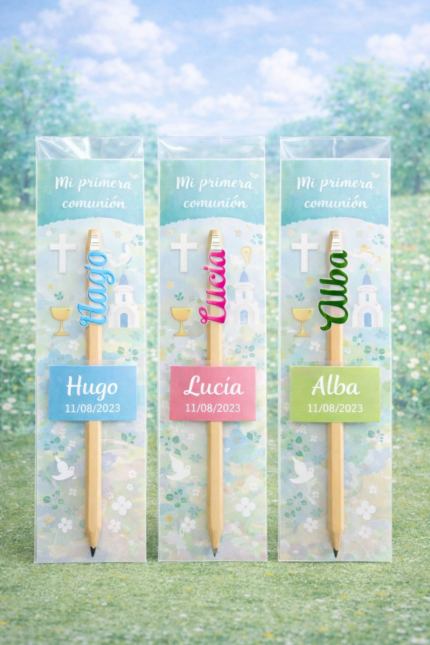 Lápices personalizados con nombre en metacrilato