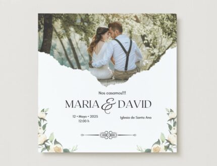 💐 Invitación de Boda con Foto y Diseño Floral 💐