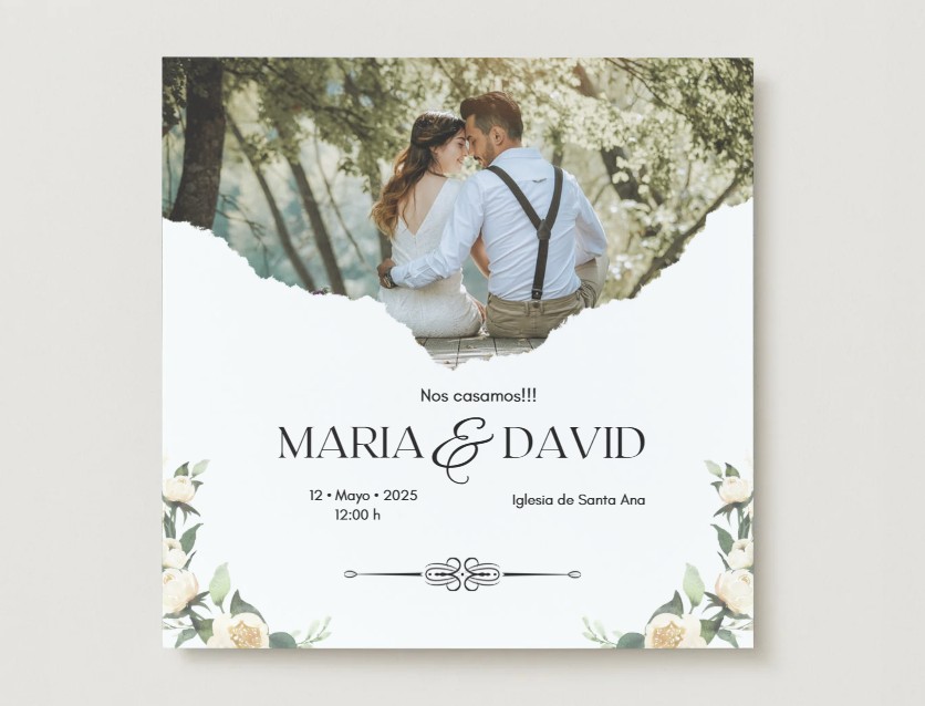 invitacion boda foto 💐 Invitación de Boda con Foto y Diseño Floral 💐 - Imagen 1