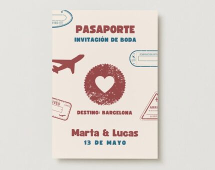 ✈️ Invitación de Boda Pasaporte Beige