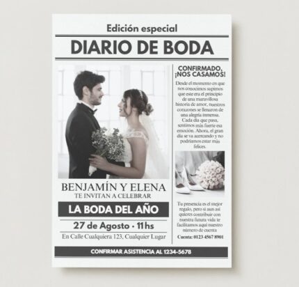 📰 Invitación de Boda Tipo Periódico