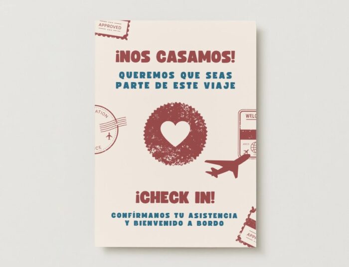 ✈️ Invitación de Boda Pasaporte Beige - Imagen 2