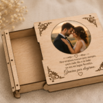 Caja de madera personalizada para joyas con foto